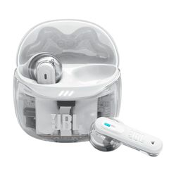 JBL Tune Flex Ghost 2 Bezprzewodowe Słuchawki Douszne Bluetooth z Redukcją Szumów i 48 H Odtwarzania na Baterii, Wodoodporne IP54, z Wielopunktowym złączem i Otwartą Konstrukcją, White Ghost