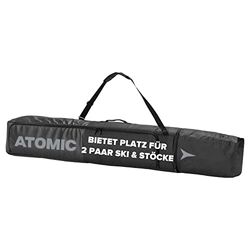 ATOMIC DOUBLE SKI BAG, Borsa da Sci, 205 x 24 x 20.5 cm, Lunghezza Regolabile, Poliestere, Unisex Adulto, Nero/Grigio