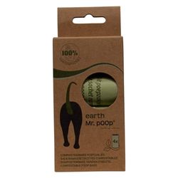 Sr. Poop, Bolsas de excremento ecológicas, impermeables y fáciles de usar para perros y gatos, 4 rollos, tamaño generoso, color verde, para todas las razas