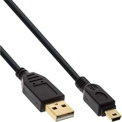 InLine® 0.5m Noir 0.5M USB A/USB Mini-B USB Cable - USB (Cables 0.5m; USB A; Mini USB B Mâle/Mâle, Noir, Or)