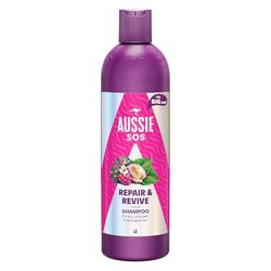 Aussie SOS Repair & Revive 500 ml schampo för torrt, stressat och skadat hår, ger mjukhet, glans och silkeslen slät, hjälper till att förhindra framtida skador, vegan