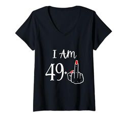 Mujer I Am 49 Plus 1 Doigt d'honneur Drôle 50ème Livre d'or Camiseta Cuello V