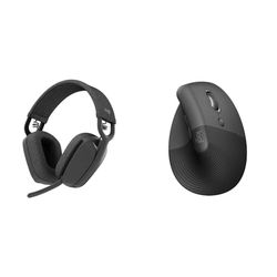 Logitech Cuffie auricolari wireless leggere Zone Vibe 100 con microfono antirumore & Lift Mouse Ergonomico Verticale, Senza Fili, Ricevitore Bluetooth o Logi Bolt USB