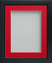 Frame Company Ainsworth Range Black A4 Picture Photo Frame with Red Mount for Image 10x6 inch * Choice of Sizes* Fitted with Real Glass