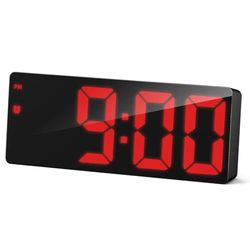 Flysocks Digital Alarm Clock Bedside-Non Ticking Alarm Bedside Clocks for Heavy Sleepers, Large Digital LED Display, Adjustable Brightness, Black