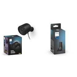 Philips Hue Secure, Telecamera di Sicurezza con Cavo, HD 1080p, per Interni, Nero + Philips Hue Secure, Sensori di Contatto, Installazione Wireless, Montaggio Facile, Nero