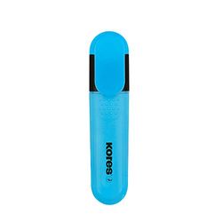 Kores - Bright Liner Plus : Surligneurs Bleus Fluorescents, Pointe Biseautée, Encre à Base d'Eau, Forme Ergonomique, Fournitures Scolaires et de Bureau, Paquet de 10