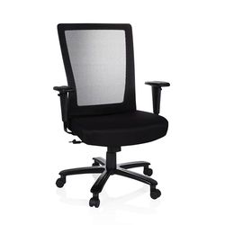 hjh OFFICE 738010 XL bureaustoel XXL EXTENDER netstof/stof zwart tot 180 kg comfortabele bekleding verstelbare armsteunen draaistoel bureau chair