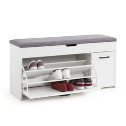 Meerveil Banco de Zapatos, Madera de ingeniería, White, W100 x H52 x D30 cm