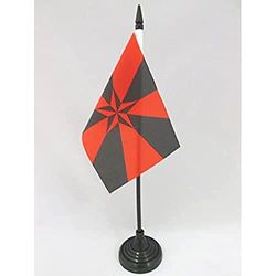 AZ FLAG - Drapeau De Table Anarchie Etoile 3D - 15x10 cm - Mini Drapeau Anarchique De Bureau 100% Polyester avec Hampe De 25cm Et Socle en Plastique Noir