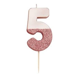Roze Goud Glitter Nummer 5 kaars | Premium kwaliteit taarttopper decoratie | Voor kinderen, volwassenen, 50e verjaardag, verjaardag, mijlpaal