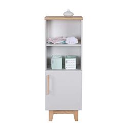 roba Étagère Enfant Caro - 2 Niches et 1 Porte à Fermeture Douce - Bibliothèque sur Pied - Gris Clair/Décor Bois