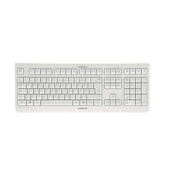 CHERRY KW 3000, Draadloos Toetsenbord met Numeriek Toetsenblok, Duitse Indeling (QWERTZ), 2,4 GHz Radioaansluiting, Geluidsarme Toetsen, Plat Ontwerp, Werkt op Batterij, Wit-grijs