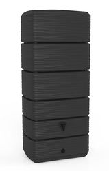 EDA - Récupérateur d'eau RÉCUP'O 300 L - Décor Vagues - Robinet + Bouchon de Vidange - 60 x 40 x H.137 cm - Gris Anthracite