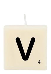 PD-Party 7040032 Scrabble Letter Kaars | Feest | Decoraties | Ambiente - V, Crème/Zwart, 4cm Lengte x 4cm Breedte x 2cm Hoogte