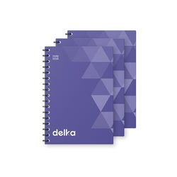 delka A5 spiraalgebonden notitieboeken, gelinieerde pagina's, duurzame spiraalbinding, hoogwaardig papier voor school, kantoor en notities maken, veelzijdig (paars, 3 stuks)