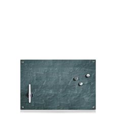 Lavagnetta Memo in Vetro - Planner da Muro - Lavagna Magnetica per Appunti – Planner Magnetico per Frigorifero - 60x40 cm, Antracite