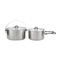 Tatonka Kettle Set II – outdoor kookpan van roestvrij staal met schaalverdeling en inclusief deksel met zeeffunctie - 1,6 liter en 2,5 liter