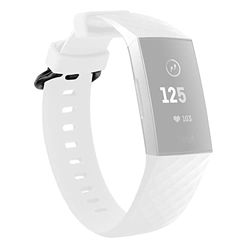 mumbi Cinturino di ricambio compatibile con Fitbit Charge 3 4 Fitness Sport Silicone Band Taglia L Bianco, bianco, Große, Moderno