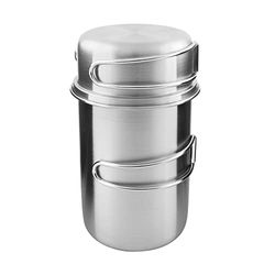 Tatonka Handle Mug 850 ml set – muggset i rostfritt stål bestående av kopp och lock – med hopfällbara handtag och volymskala – kompatibel med Nalgene bred hals 1 l