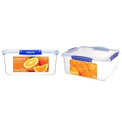 Sistema KLIP IT PLUS Food Storage Container | 5.5 L Square | Stackable & Airtight Fridge/Freezer Food Boxes with Lids & KLIP IT Food Storage Container | 5 L