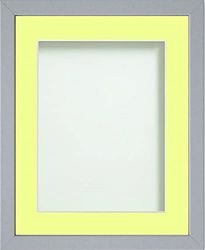 Frame Company Jellybean Range Grey Wooden 6x4 inch Picture Photo Frame with Lemon Bon Bon Mount for Image 5x3 inch * Choice of Colours & Sizes* Fitted with Perspex