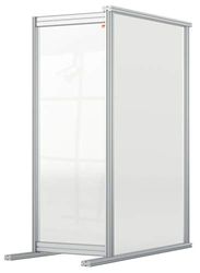 Nobo Clear Acrylic Desk Divider, 1.4 m High, Free Standing Screen System, Premium Plus, 400 x 1000 mm, 1915499