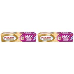 Polident Max fixation + Confort Crème fixatrice, Pour Prothèses Dentaires Partielles ou Complètes, sans goût et colorant artificiel, 40g (Lot de 2)