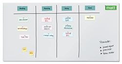 SIGEL GL525 Lavagna magnetica in vetro premium, superficie opaca, 200 x 100 cm, montaggio facile, bianco, Artverum