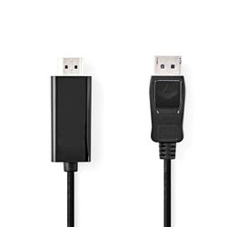 NEDIS DisplayPort-kabel | DisplayPort stekker | HDMI™ stekker | 4K @30Hz | vernikkeld | 1,00 m | rond | pvc | zwart | plastic zak