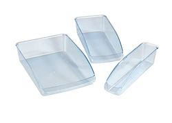 WENKO Casiers de rangement pour réfrigérateur - Boîte de rangement, 3 pièces, Polystyrène, 22.5 x 8 x 33 cm, Transparent