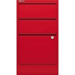 Bisley Home Filer, 2 tiroirs universels, 1 tiroir HR, métal, 670 Rouge Cardinal, 40 x 41,3 x 67,2 cm