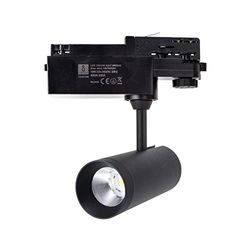 VoltShine Foco LED de carril negro 10W, 4 hilos, alta eficiencia, luz brillante, ideal para iluminación de espacios comerciales y exhibiciones.