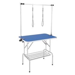 VEVOR Table de Toilettage pour Chien Animaux de Compagnie Pliable 914,4x609,6 mm Charge 149,7 kg avec 2 Potences 2 Cordes d'Attache Panier de Rangement Table pour Chiens de Taille Moyenne et Petite