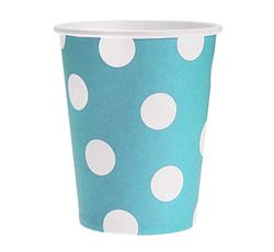 Farbe Blue Polka Dots Pappbecher (6 Stücke) 270 ml