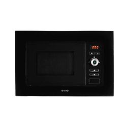 EVVO forno a microonde integrabile con Grill Mi3, 1250 W, capacità 20 litri, porta vetro nero, display LED, controllo digitale, autocooking con 8 programmi