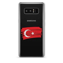 Zokko Beschermhoes voor Samsung Note 8, Turkse vlag, zacht, transparant, inkt wit