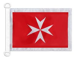 AZ FLAG - Drapeau Pavillon Civil Malte - 45x30 cm - Pavillon Nautique Marchand Maltais Spécial Bateau Et Extérieur En Maille Bloquée Avec Anneaux Plastiques Intégrés - 30g
