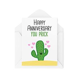 Funny Anniversary Cards for Husband | Happy Anniversary You Prick Card | Boyfriend Girlfriend Fianc√© Best Friends Joke Banter Fun | CBH269