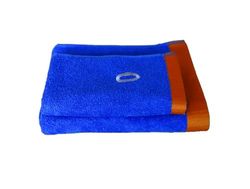 zer0bed Bath Towel, Bath Towel, Face and Bidet Set, Sports Towel, Pool or Plestra Plain Colour with Contrast Edge, 100% Cotton, Set of 2, Blue
