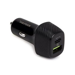 Vultech Caricatore Auto CA-3QP 45W, 2 Porte: USB Quick Charge 3.0 (18W) e Type-C Power Delivery (27W) ultraveloce. Caricabatterie Compatibile con iPhone, iPad, Galaxy S23 Ultra e Altri Smartphone