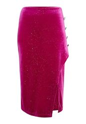 TAXIEN Fluwelen rok voor dames met glitter, roze, L