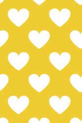 Small Dot Grid Notebook Journal, Pocket-Sized 4 x 6 inches, 100 pages, 5mm Grid Dot Spacing, Big Heart Hearts Cute Yellow Notebook MATTE Cover