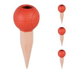 Relaxdays 4 Picos de Riego de Baloncesto, Autorriego, para Botellas de 1,5 L, Regadores, de Cerámica, Naranja/Terracota, Hierro, 17,5 x 7 cm