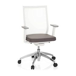 hjh OFFICE 657630 Chaise de Bureau Professionnelle Aspen Tissu/Filet Blanc/Gris Chaise pivotante Ergonomique Dos en Maille Auto-guérison réglable en Hauteur, Blanc/Gris, 106 x 63 x 55 cm