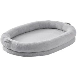 VEVOR Lit de Chien pour Humains et Animaux de Compagnie, 1825x1220x254 mm, Grand Panier pour Chien de Taille Humaine, Housse Fausse Fourrure Lapin, Mousse à Alvéole, Poche de Rangement, Gris Clair