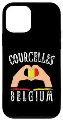 Belgium Flag Heart Courcelles City Custodia per iPhone 12 mini