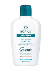 Ecran Aftersun Sensitive, fuktgivande och reparativ eftersolmjölk för känslig och atopisk hud - reparerar, återfuktar och lindrar huden efter solexponering, 200 ml flaska
