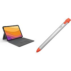 Logitech Combo Touch keyboard case for iPad Air (4th gen - 2020 | 5th gen - 2022) + Logitech Crayon digital pencil for all iPads (2018 releases and later) - QWERTY UK - Grey