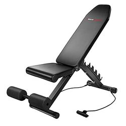 Ultrasport Panca Per Pesi Con Rack, Regolabile in Cinque Altezze, Per Bench Press, Sit-Up, Con Maniglie Per Dips, Può Essere Usata Come Panca Inclinata, Sedile Confortevole in Similpelle, Nero, M